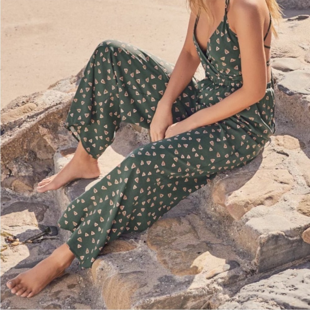 Lulus Green Print Strappy Back Jumpsuit